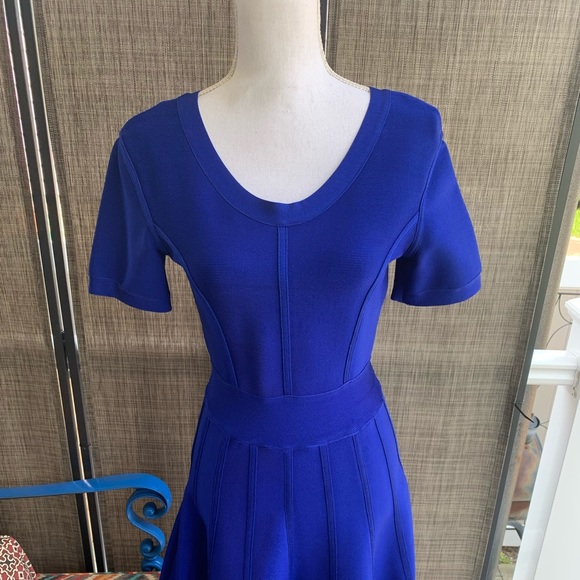 The Letter Dresses & Skirts - Cobalt Blue Ribbed Flared Sweater Dress